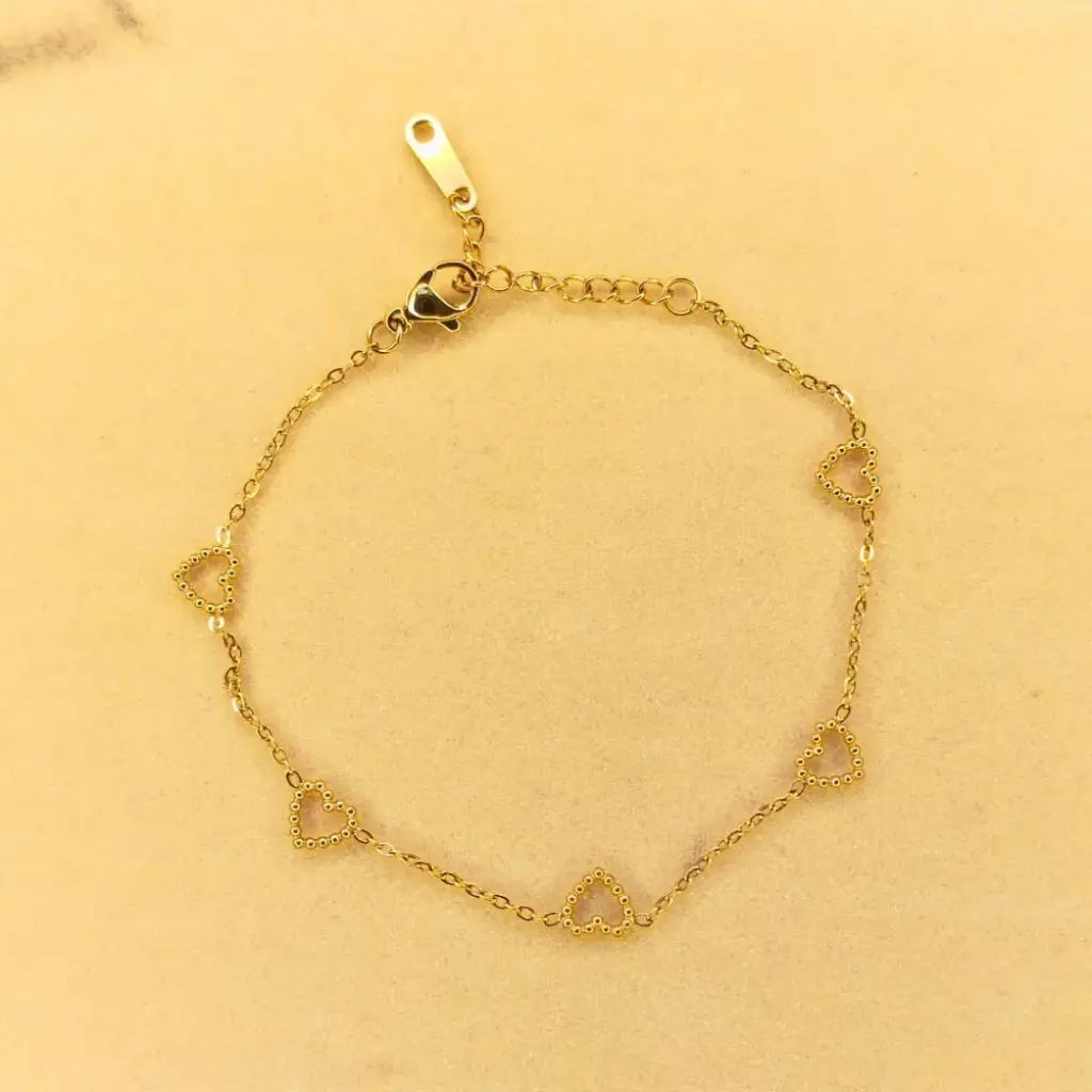 Gold Plated Open Heart Chain Bracelet