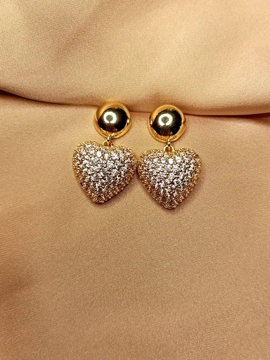 Rhinestone Studded Heart Drop Earrings Combo