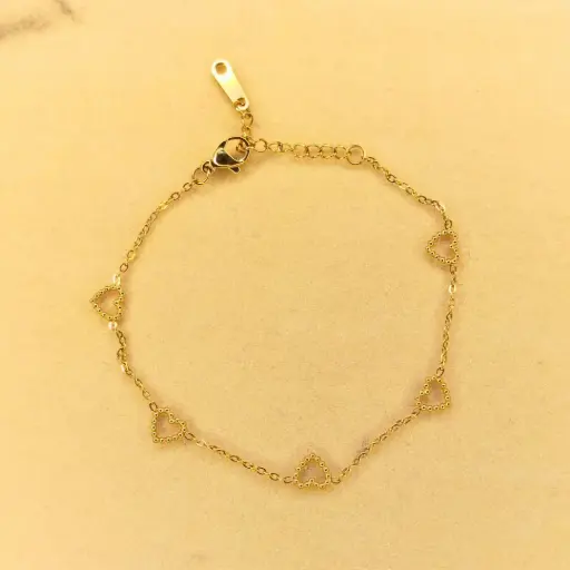 Gold Plated Open Heart Chain Bracelet